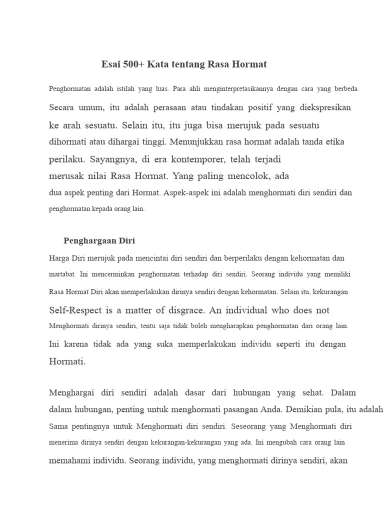Pentingnya Rasa Hormat dalam Hidup | PDF