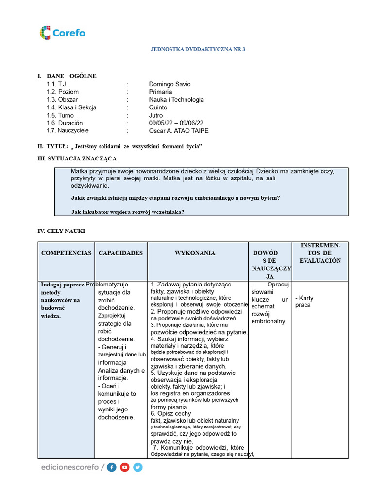 Jednostka 3 Nauka I Technologia Klasa 5 | PDF