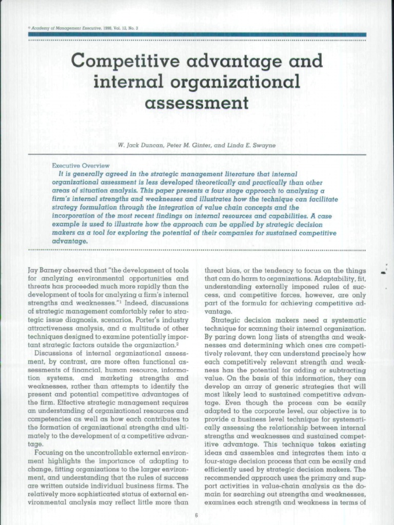 Internal Assessment for Competitive Advantage | PDF | Competitive ...