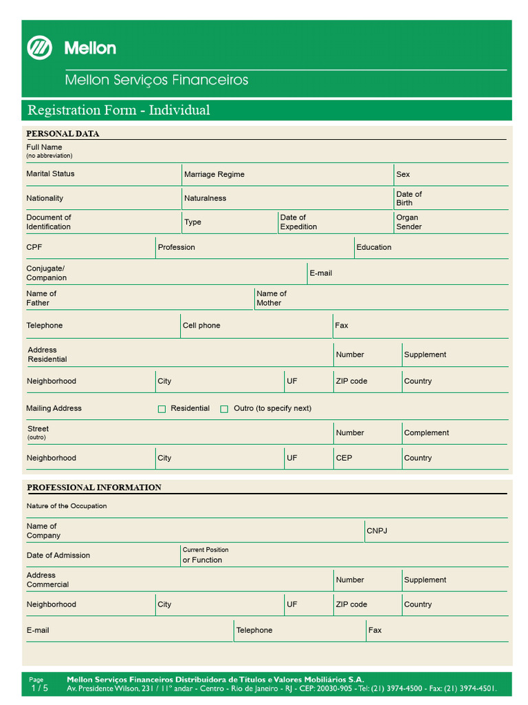 Individual Registration Form Template | PDF | Investing | Banks
