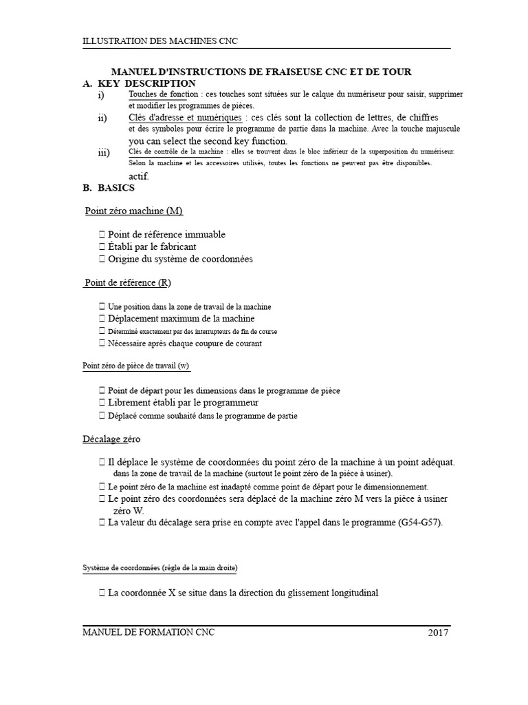 Manuel d'instructions pour machines CNC | PDF | Programmation ...