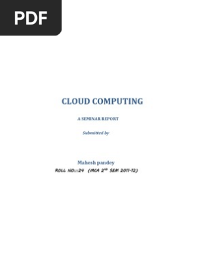 Cloud Computing RePORT
