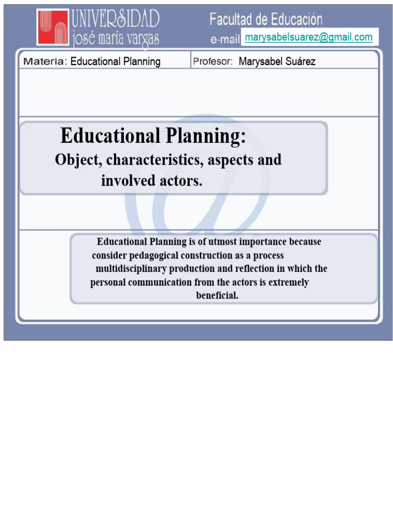 Educational Planning Essentials Guide | PDF | Evaluation | Methodology