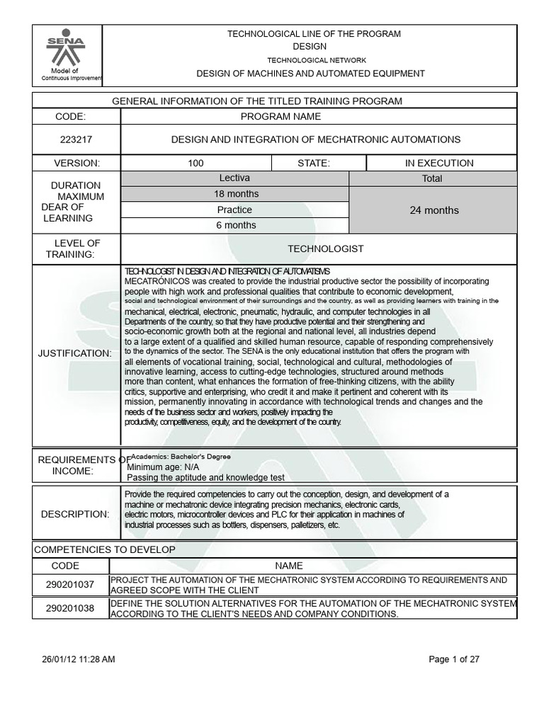Mechatronic Automation Design Program | PDF | Automation | Simulation