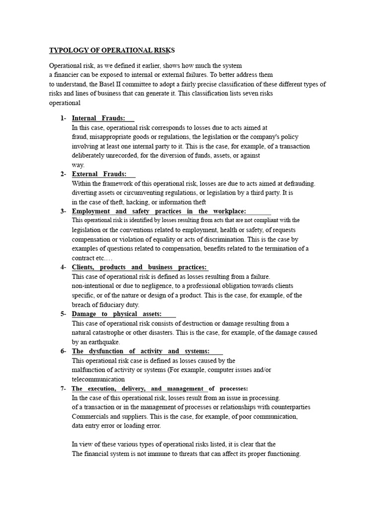 Typology of Operational Risks | PDF | Operational Risk | Risk