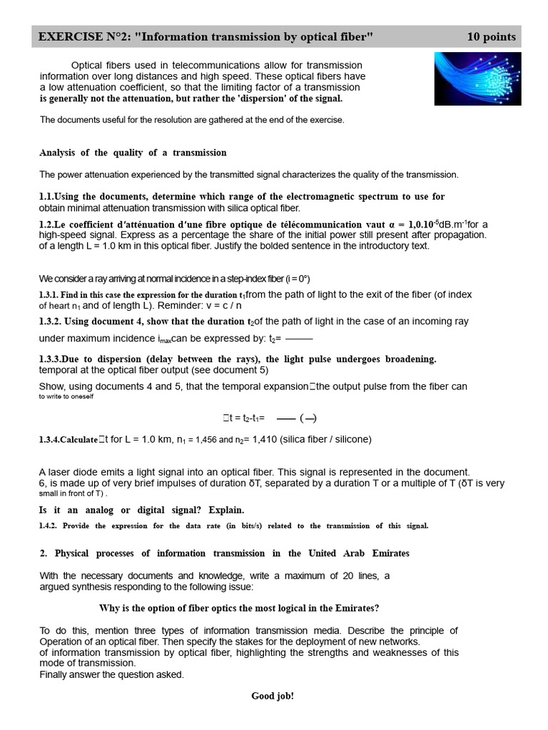 Optical Fiber Assignment 2 | PDF | Optical Fiber | Fiber Optic ...
