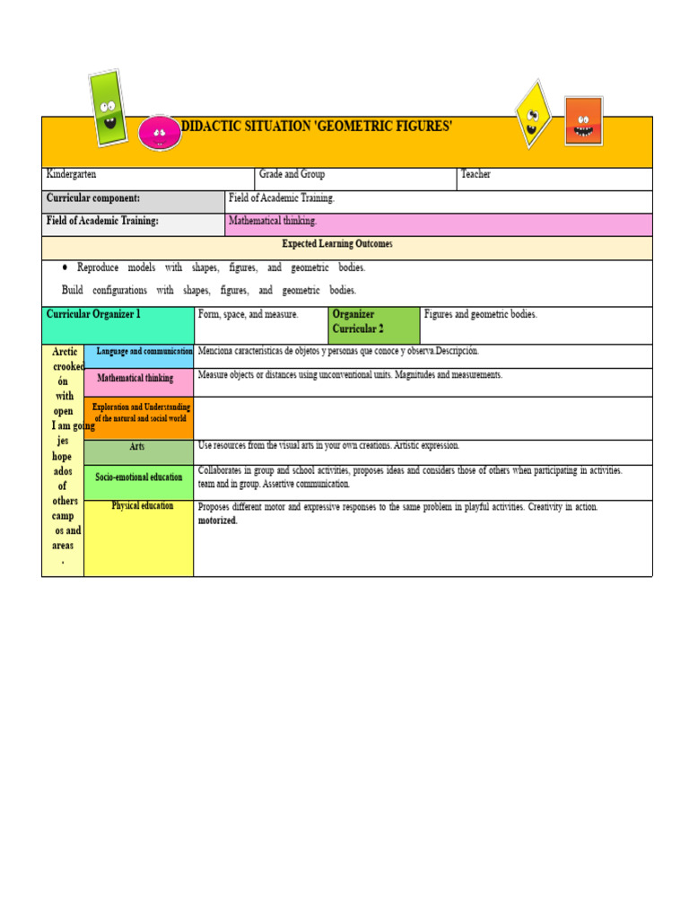 Geometric Figures Didactic Plan for Kindergarten | PDF | Shape | Geometry