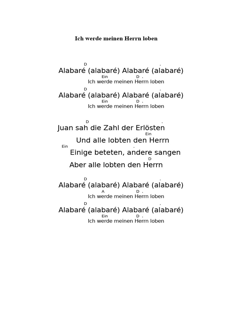 Ich Werde Meinen Herrn Loben. | PDF