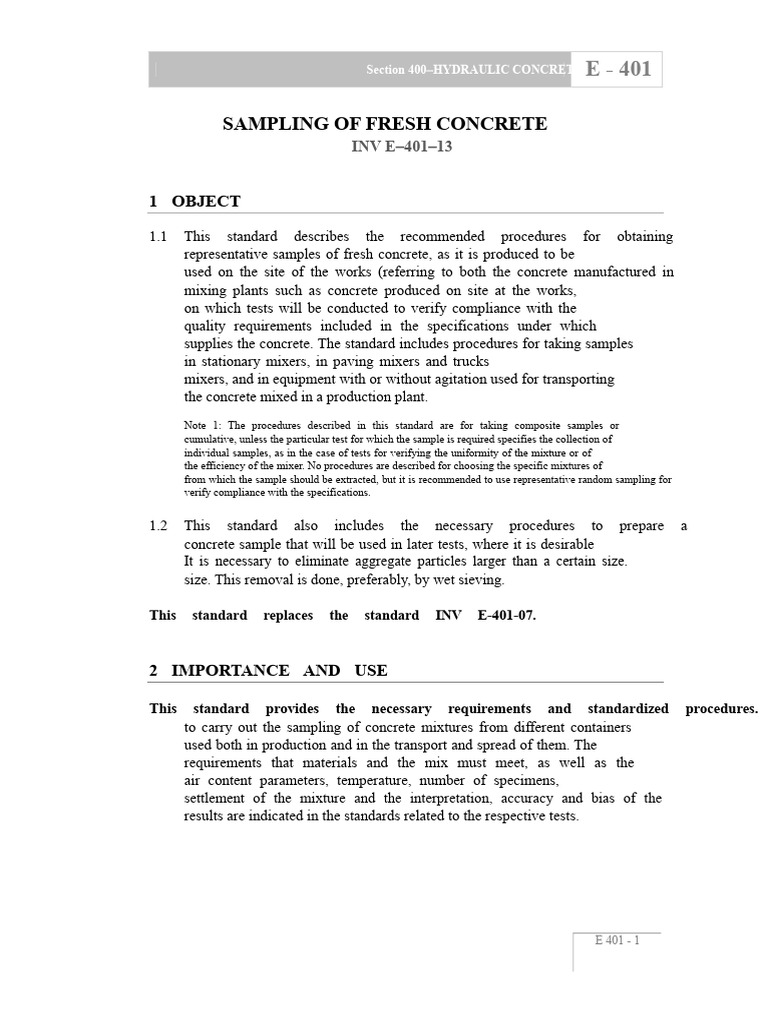INV E-401-13 | PDF | Concrete | Materials