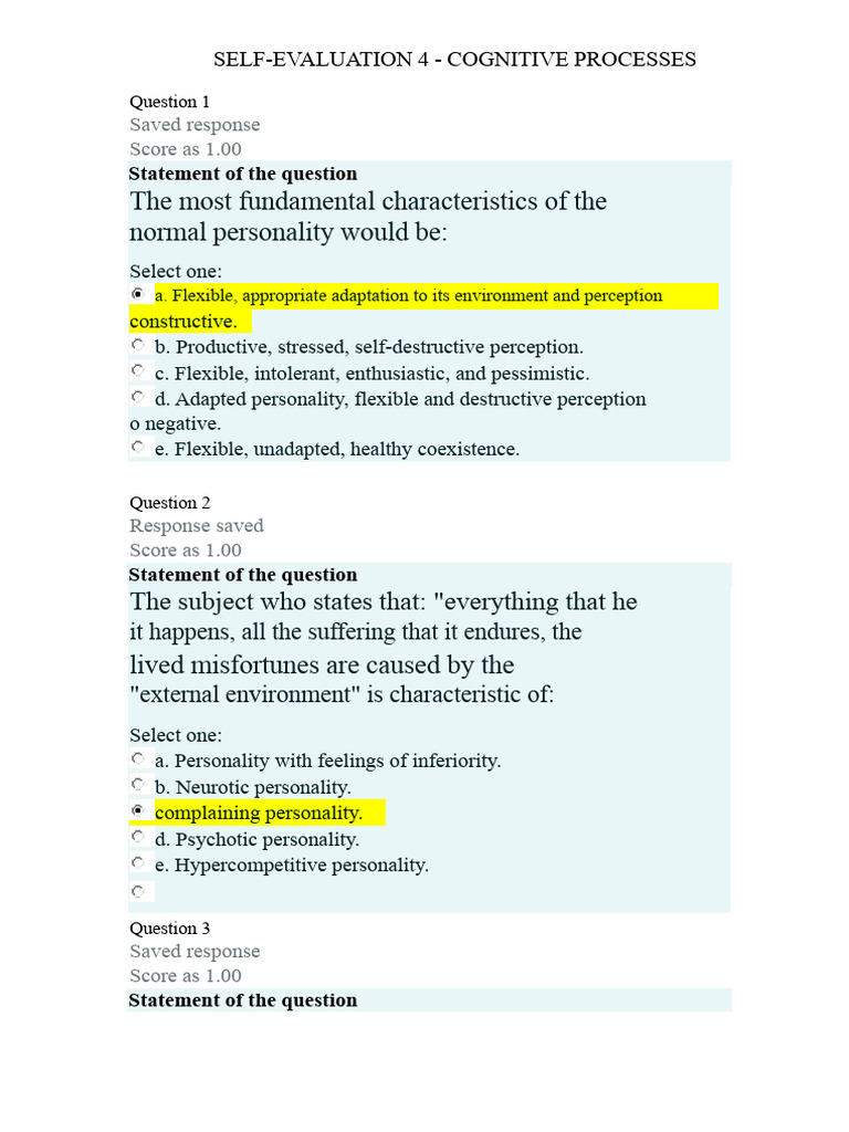 Cognitive Processes in Personality Evaluation | PDF | Personality ...