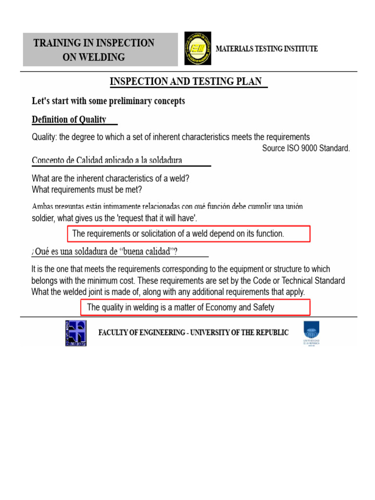 Inspection and Testing Plan | PDF | Nondestructive Testing | Welding