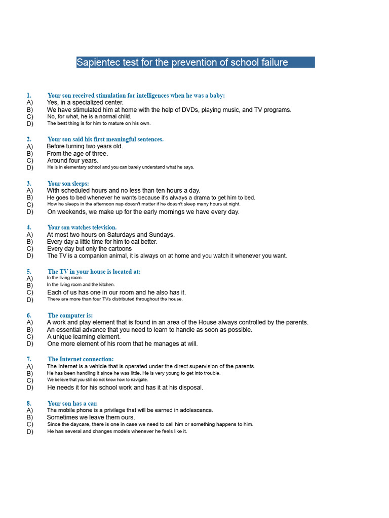 School Failure Test | PDF