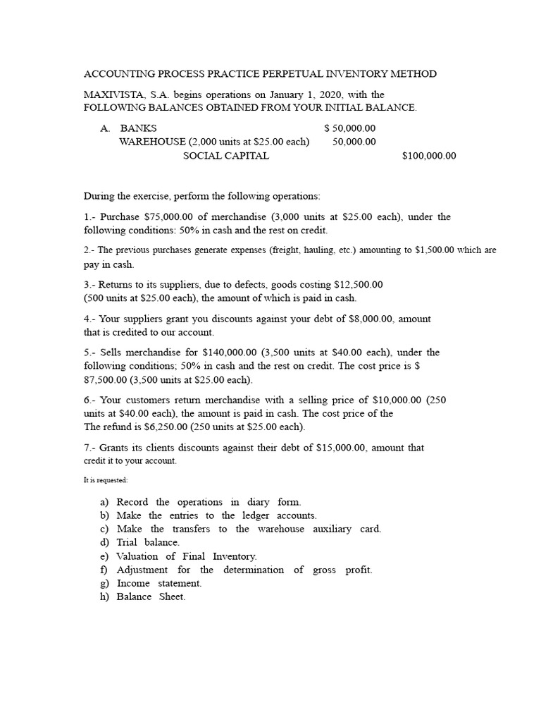 ACCOUNTING PROCESS PRACTICE PERPETUAL INVENTORY METHOD (1) | PDF