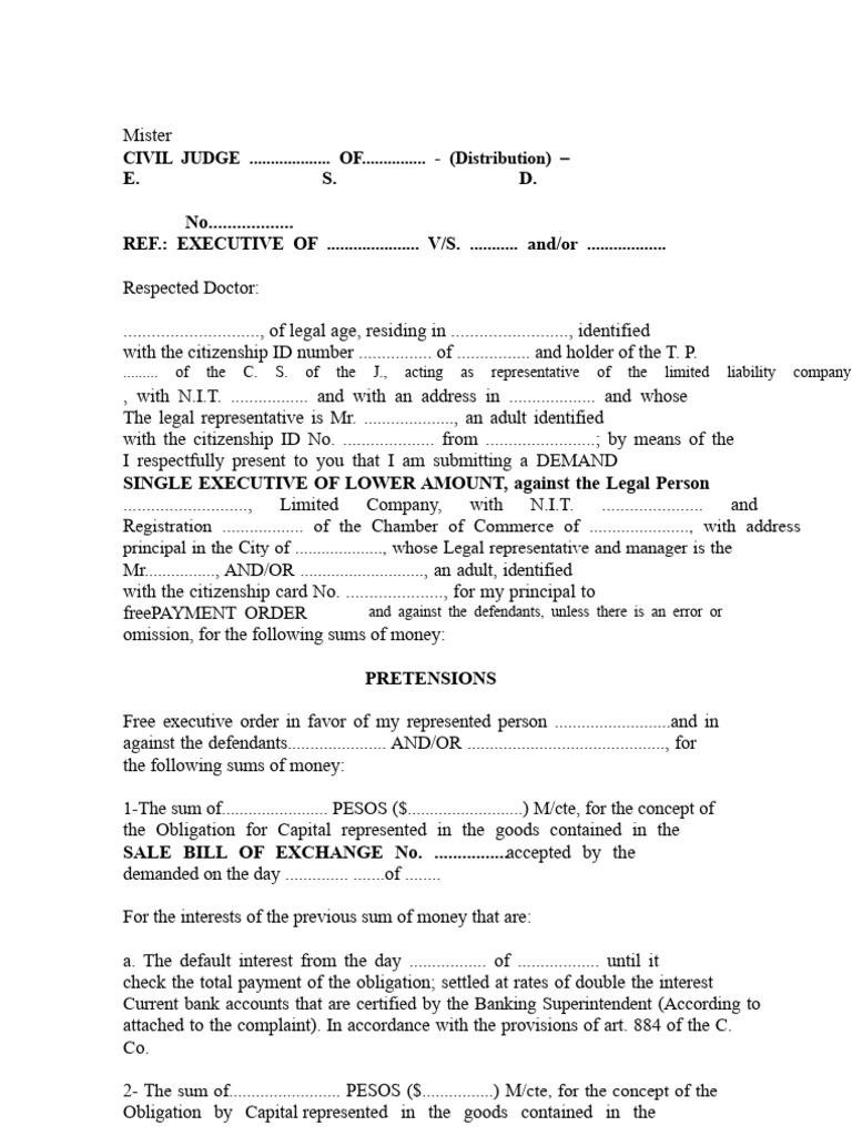 Executive Claim With Bills of Exchange | PDF | Interest | Payments
