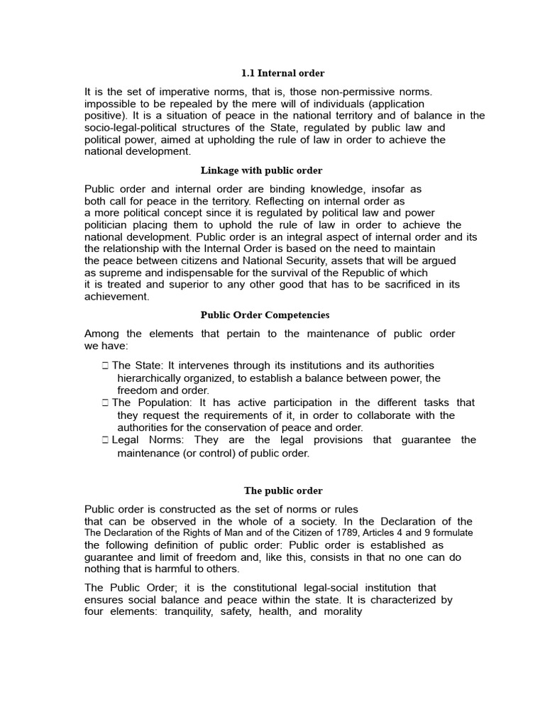 Understanding Internal and Public Order | PDF | Smuggling | State Of ...