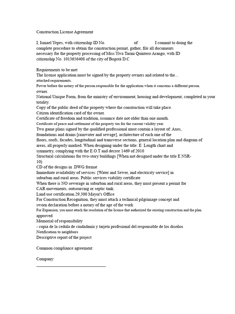 Bogotá Construction License Requirements | PDF