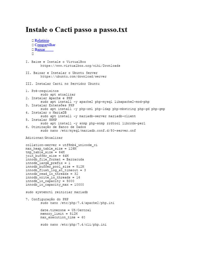 Instalação do Cacti no Ubuntu Server | PDF | Php | Software de sistema