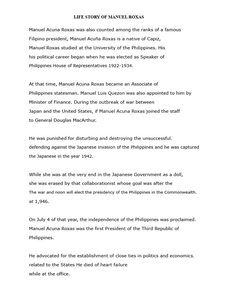 Manuel Roxas: First President of the Philippines | PDF