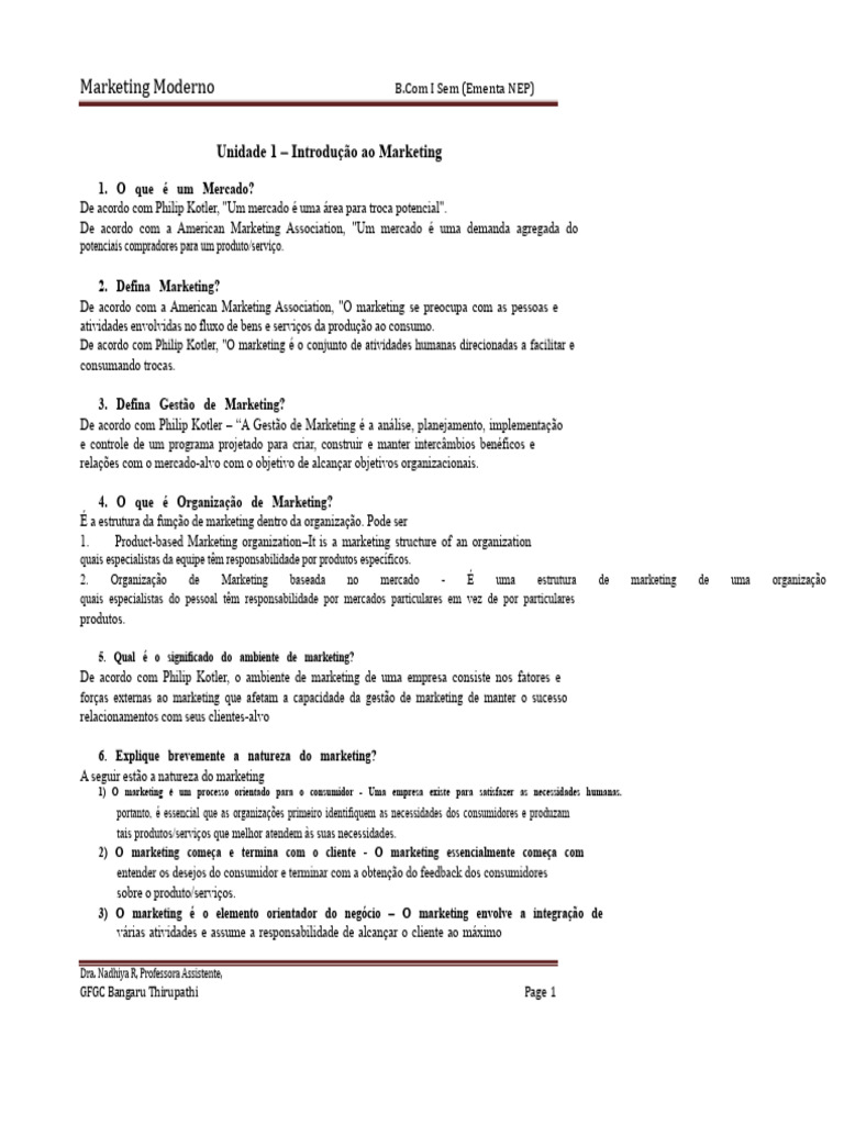 Fundamentos do Marketing Moderno | PDF | Marketing | Mercado (economia)