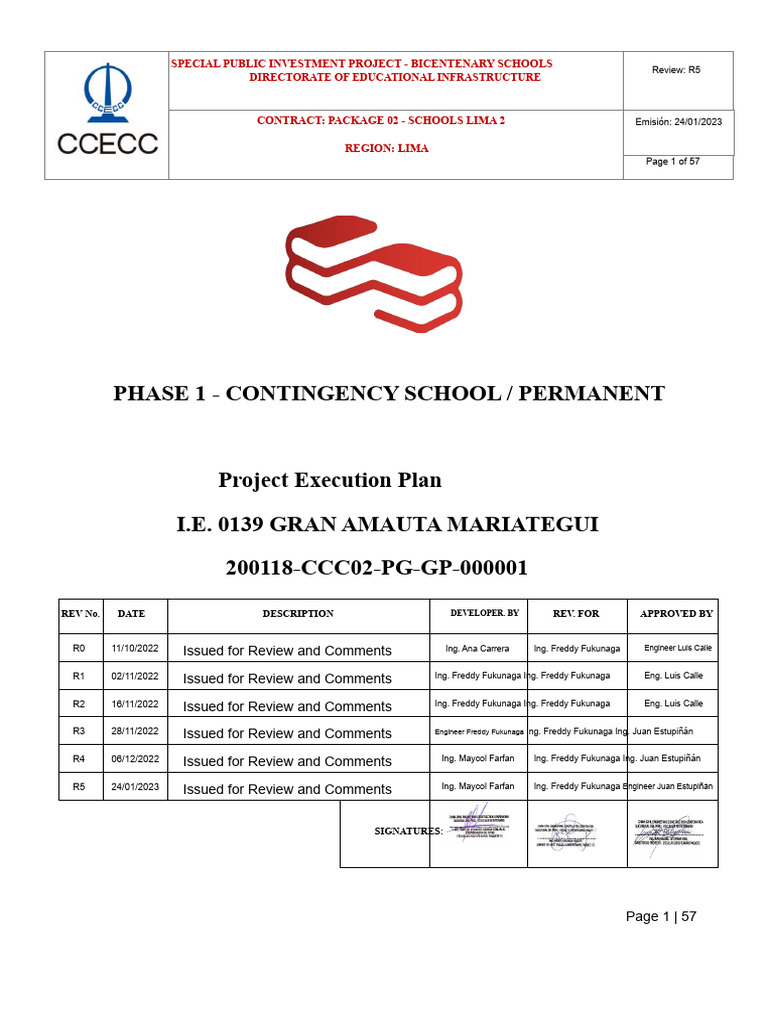 Lima Bicentennial Schools Project Plan | PDF | Risk | Regulatory Compliance