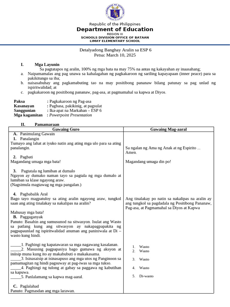 Esp Day1 DLP | PDF