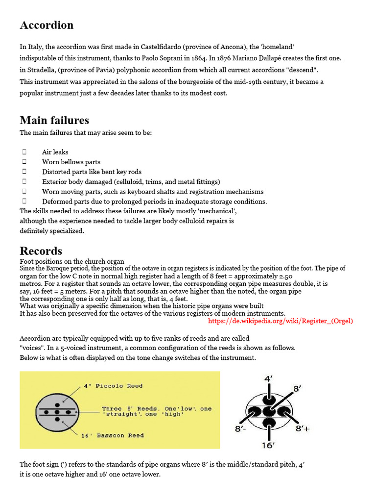 Accordion History and Repair Guide | PDF | Harmonic | Pitch (Music)