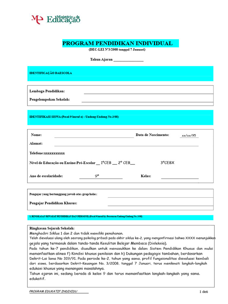Program Pendidikan Individual untuk Siswa Disleksia | PDF