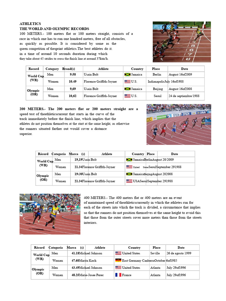 World and Olympic Athletics Records | PDF | Track And Field | Athletic ...