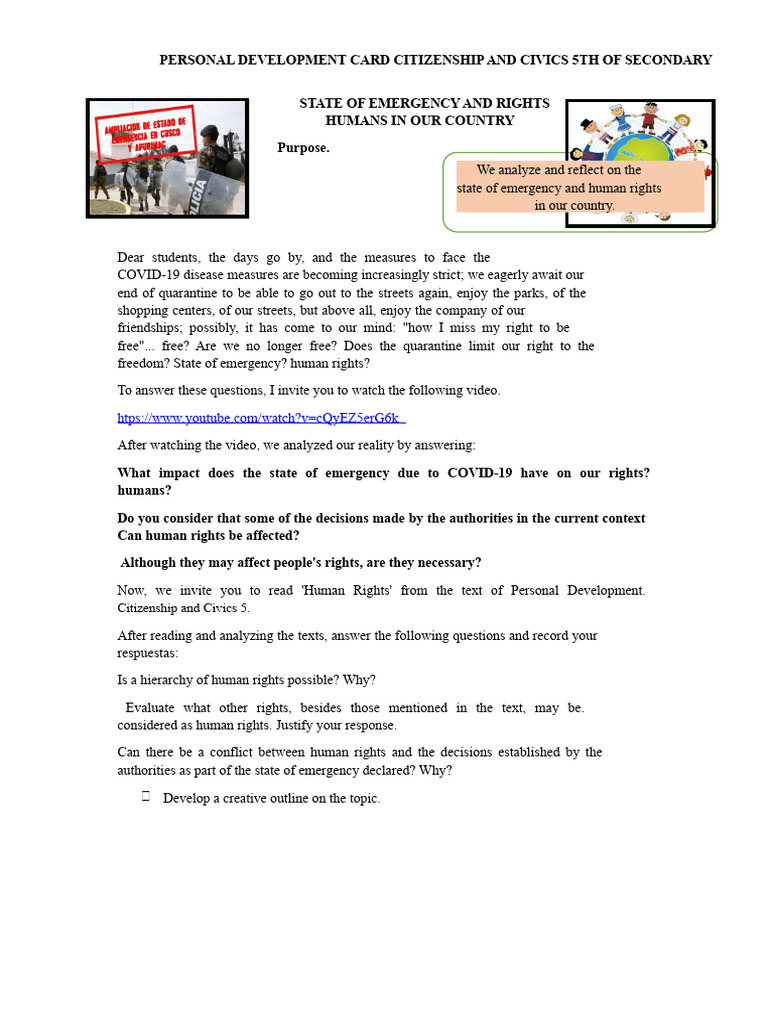 Human Rights 5TH Grade of Secondary. | PDF