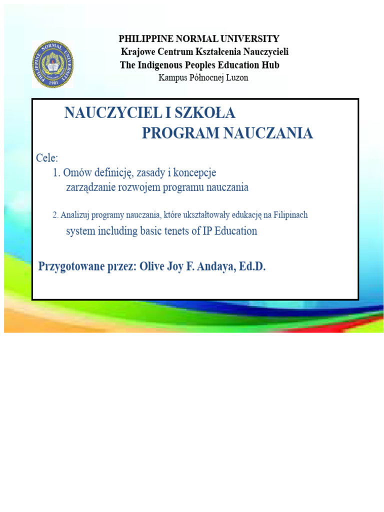 Nauczyciel I Program Nauczania | PDF