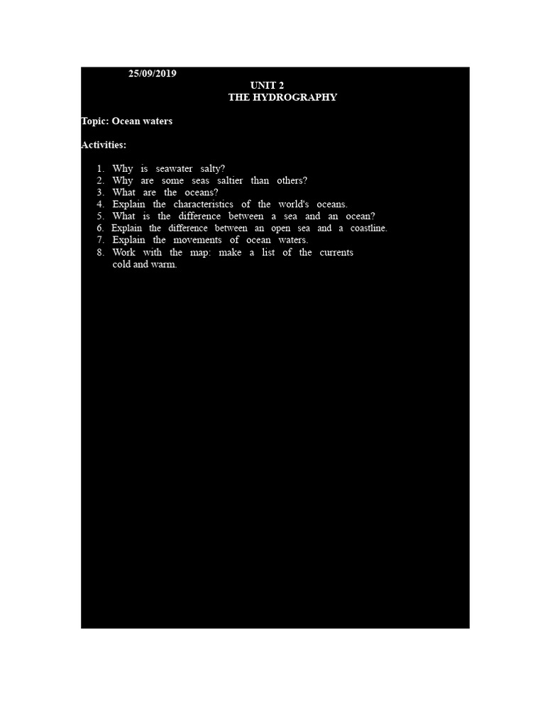 Questionnaire (the ocean waters)..docx | PDF