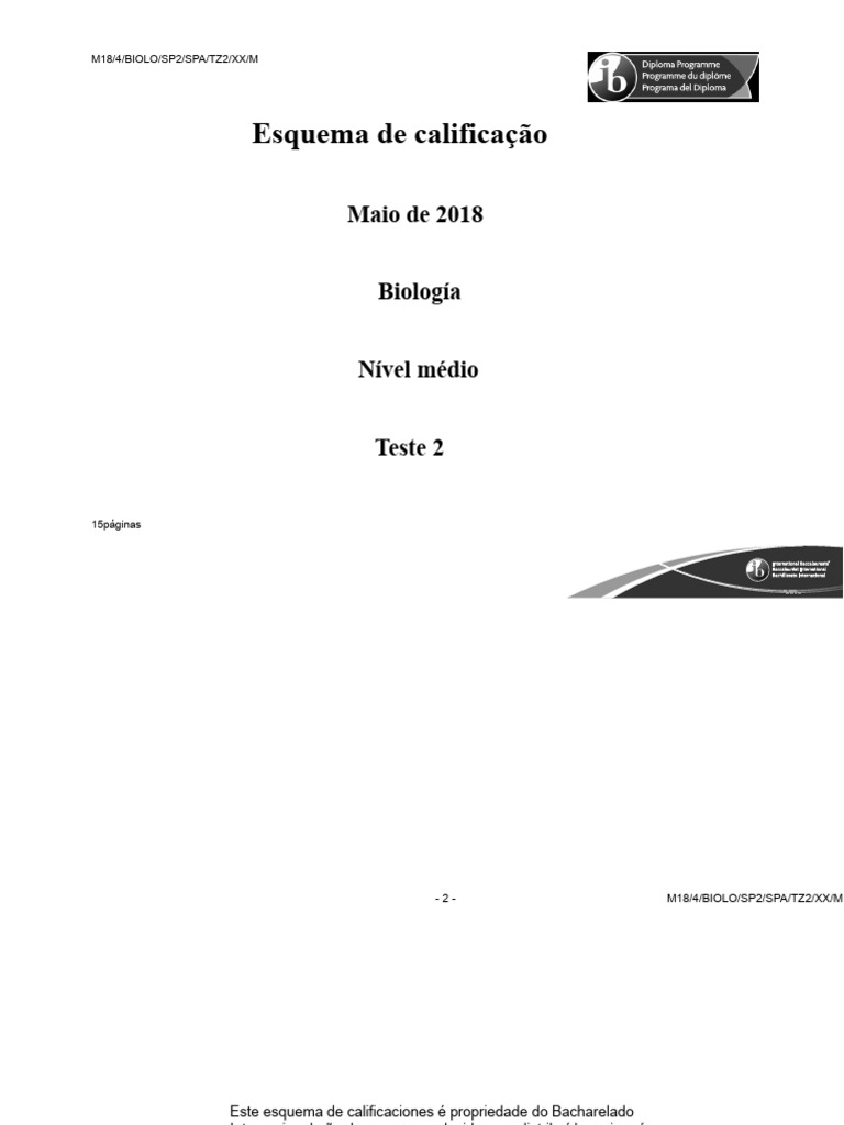 Esquema de Calificação em Biologia IB | PDF | Potencial de ação | Gene