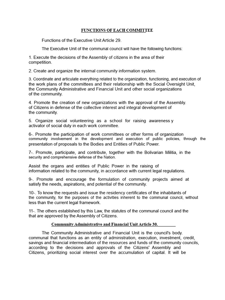 Functions of Community Committees Explained | PDF | Economies