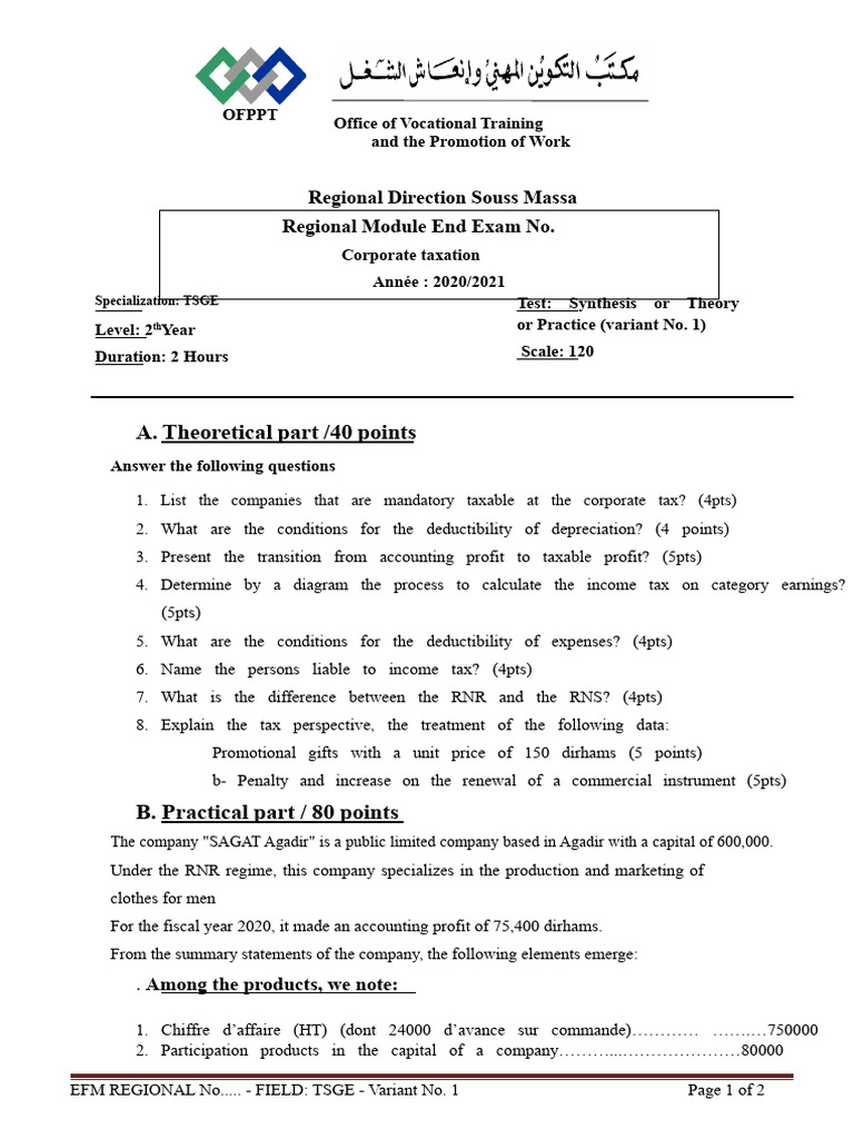 MODEL OF REGIONAL EFM var1 | PDF | Corporate Tax | Taxes