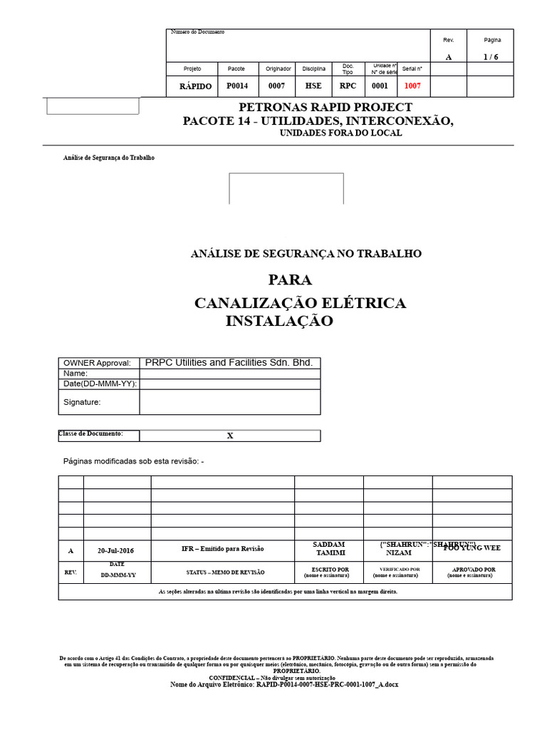 Análise de Segurança no Trabalho Elétrico | PDF | Avaliação de risco ...