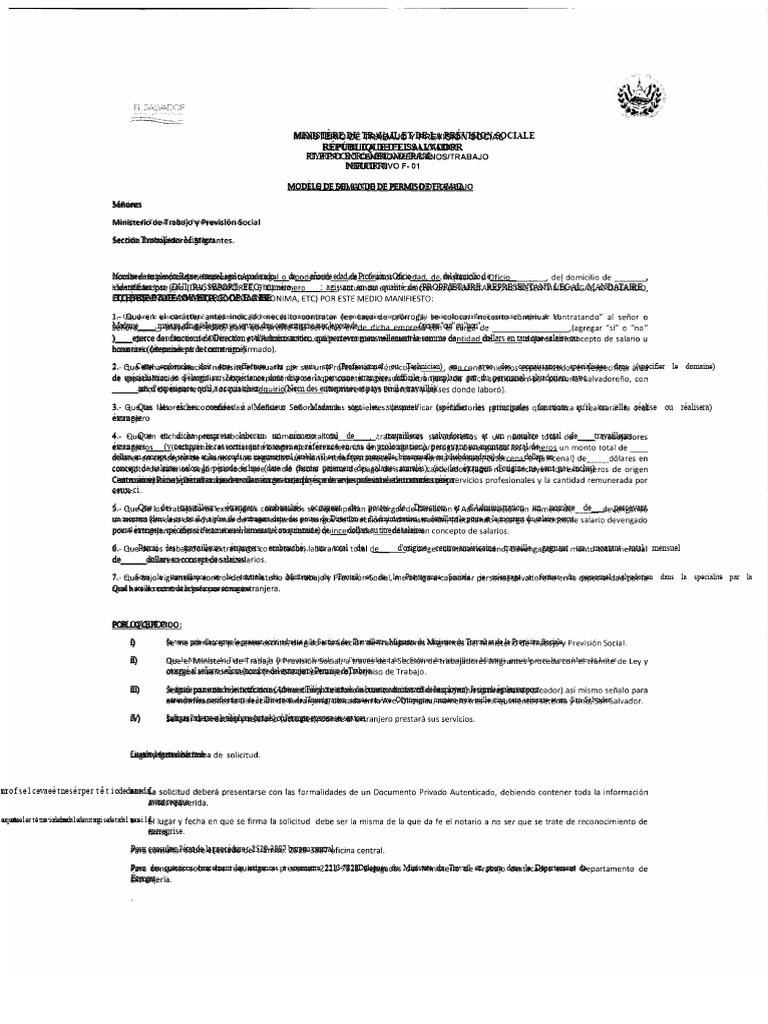 Modèle de demande de permis de travail | PDF | Travailleur étranger ...