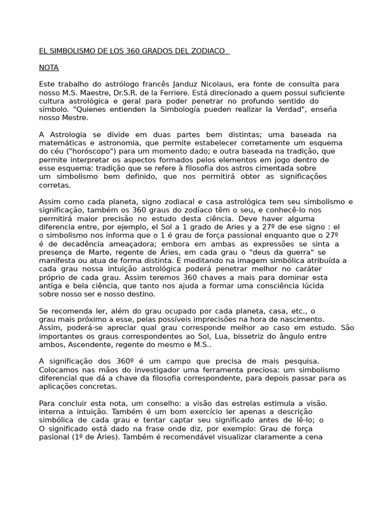 Simbolismo dos 360 Graus do Zodíaco | PDF | Zodíaco | Astrologia