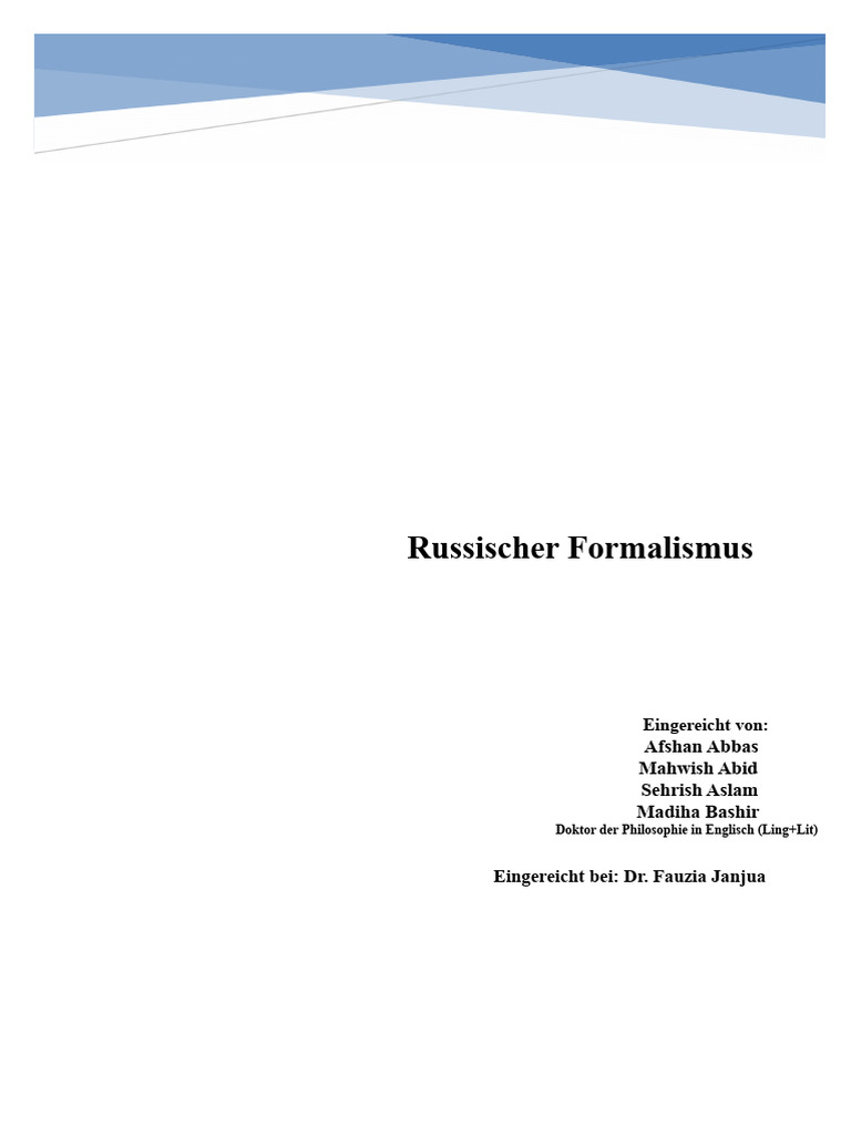 Aufgabe 2 Russische Formalismus | PDF