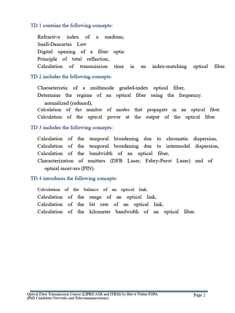 Optical Fiber Transmission Concepts | PDF | Fiber Optic Communication ...