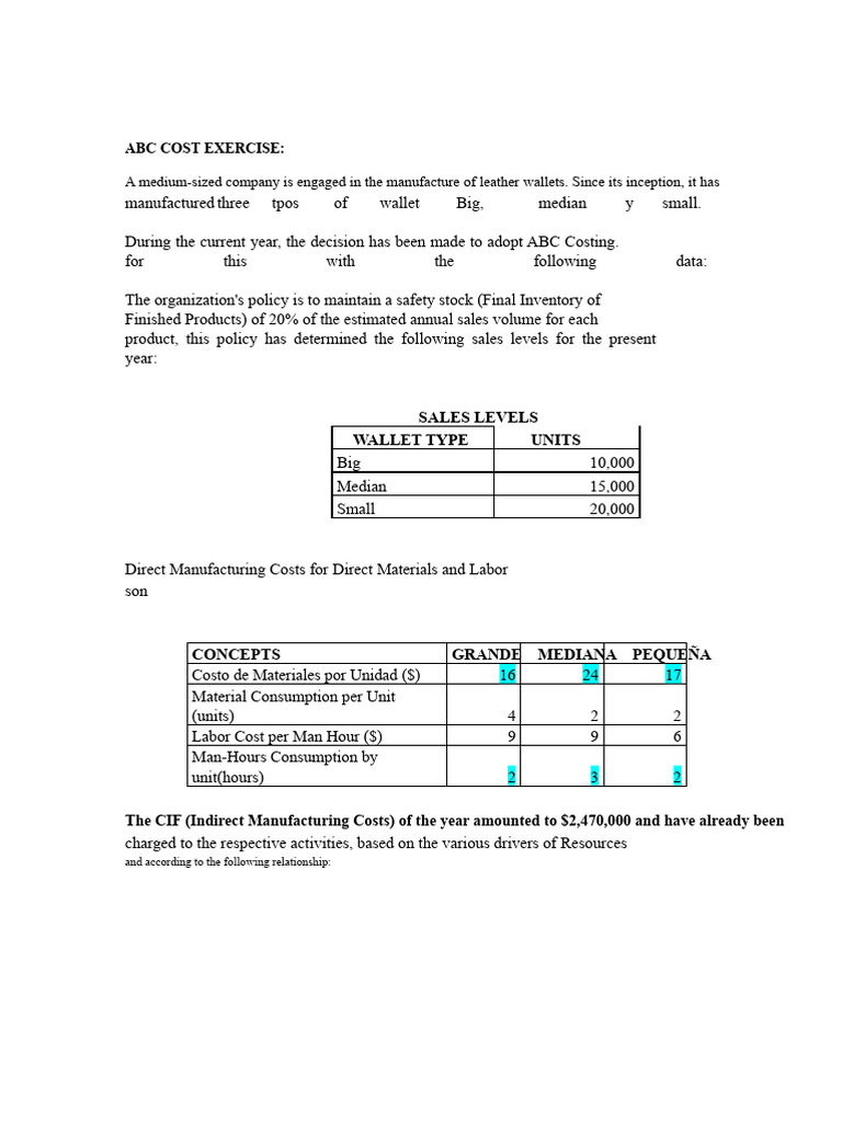 ABC Cost Exercise.docx | PDF | Business Economics | Business