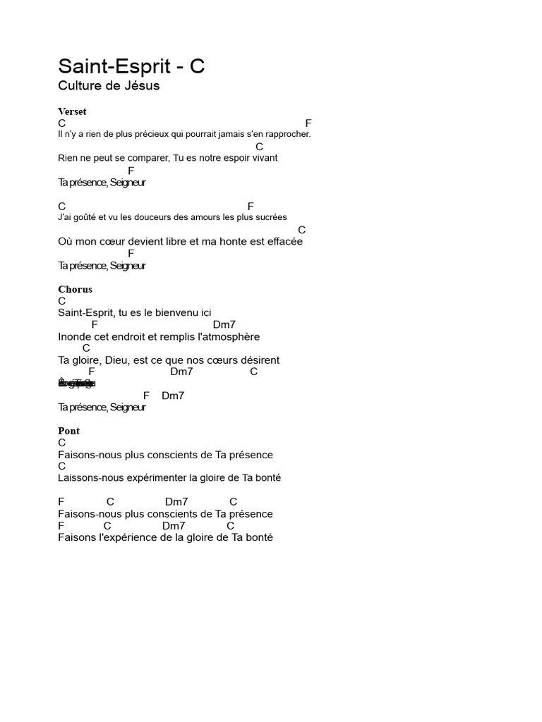 Saint-Esprit : Chanson de Louange | PDF
