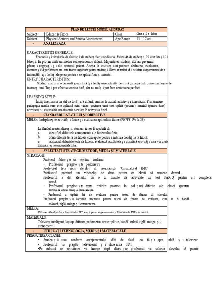 Plan de Lectie Fara Model | PDF