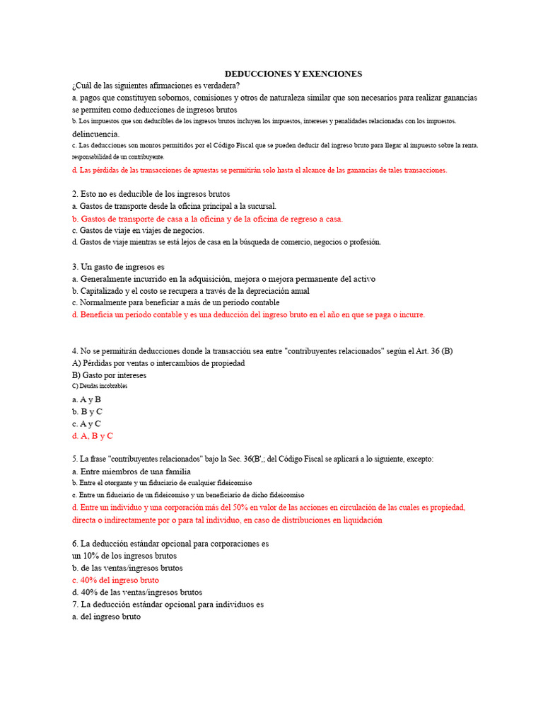 Deducciones y Exenciones | PDF | Impuestos | Impuesto sobre la renta