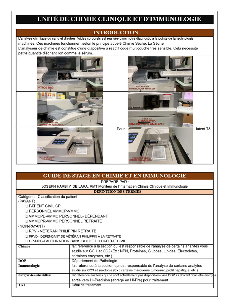 Guide de stage en chimie clinique et immunologie | PDF | Immunologie ...