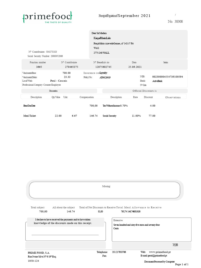Receipt of Payment 38308 | PDF | Social Security (United States) | Business
