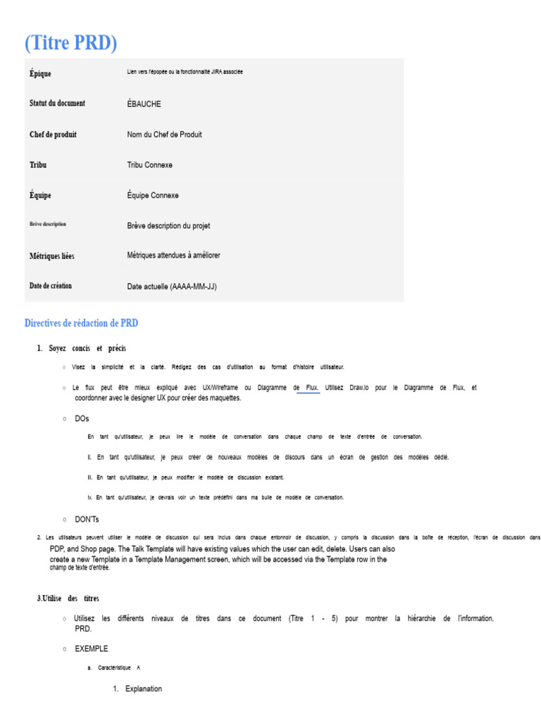 Guide de rédaction PRD efficace | PDF