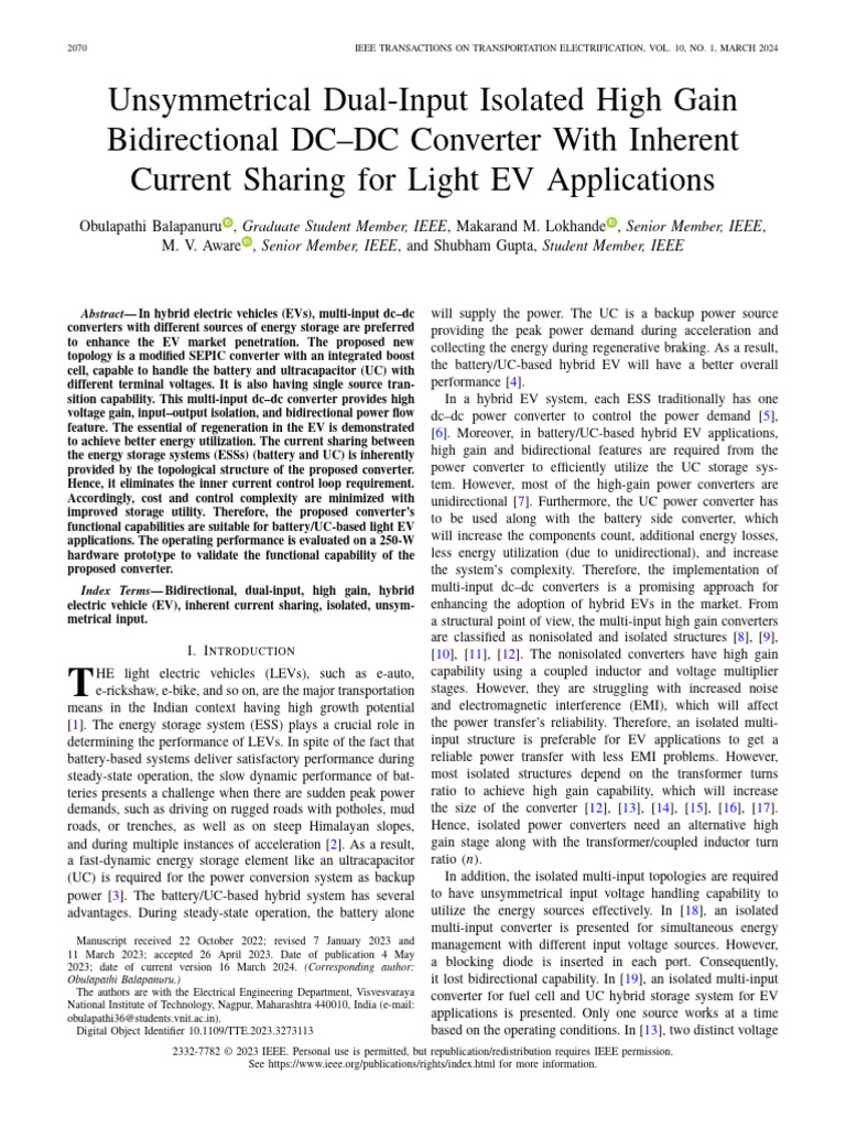 High Gain Bidirectional DC-DC Converter for EVs | PDF | Electronic ...