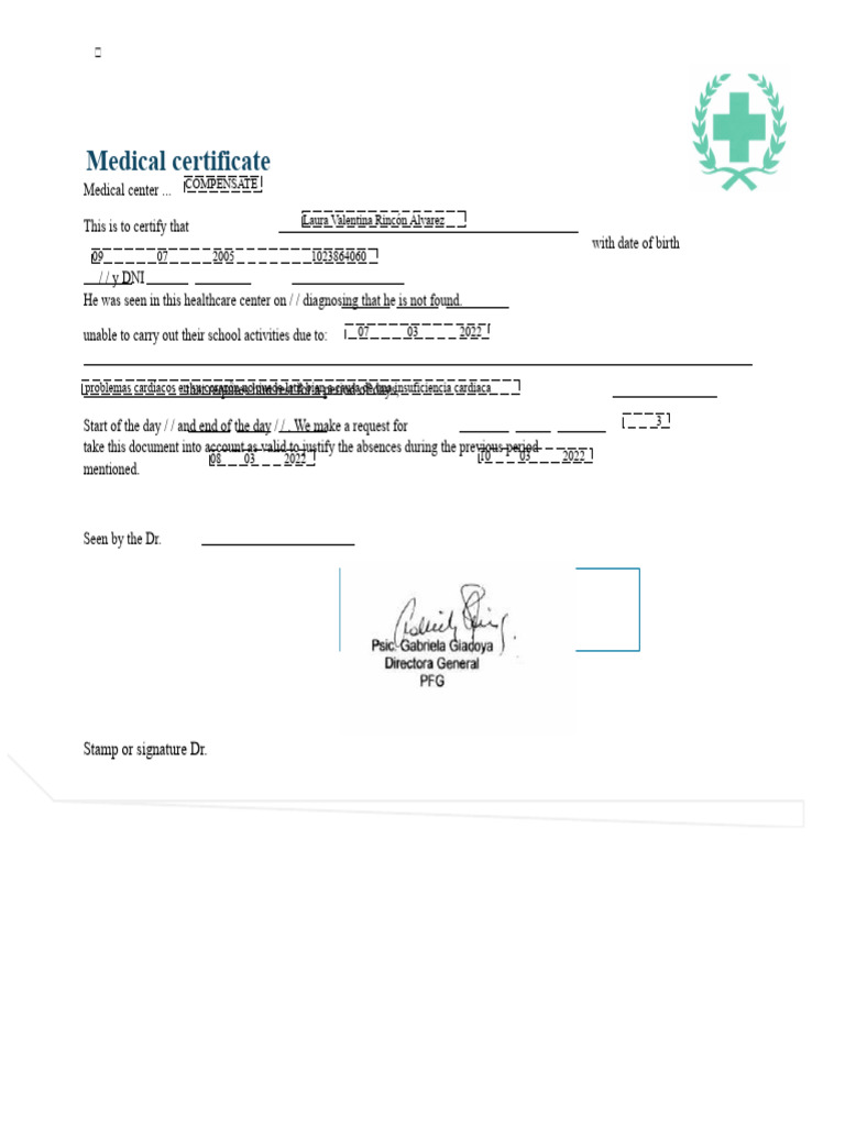 Medical Certificate for School Absence | PDF
