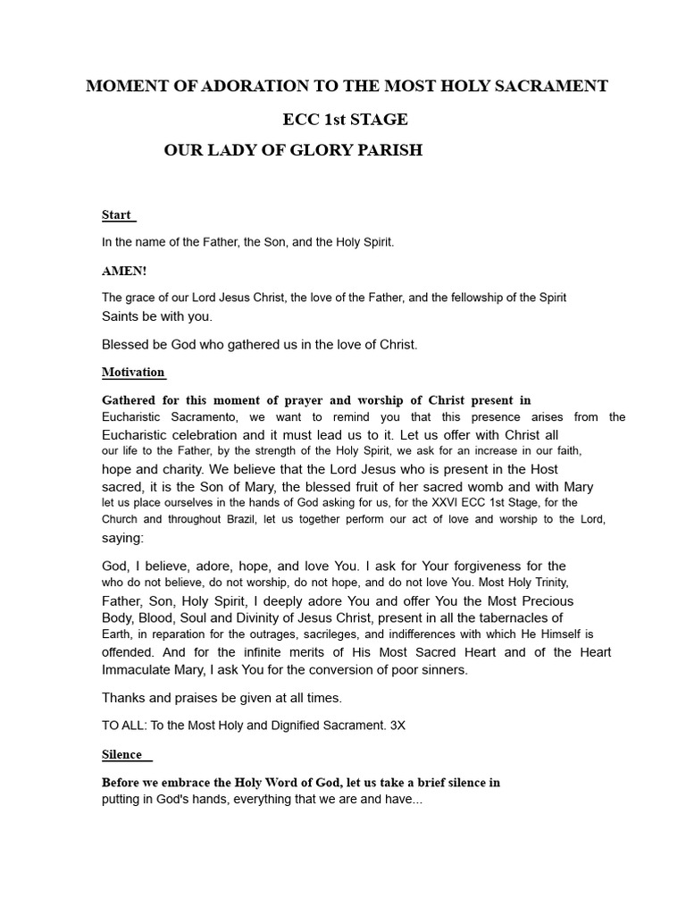 Text - Adoration To The Blessed Sacrament - Ecc - 21-5 2014 | PDF ...