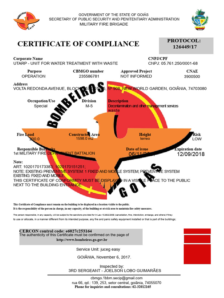 Firefighter Certificate Current 2017 | PDF | Fire Safety | Safety